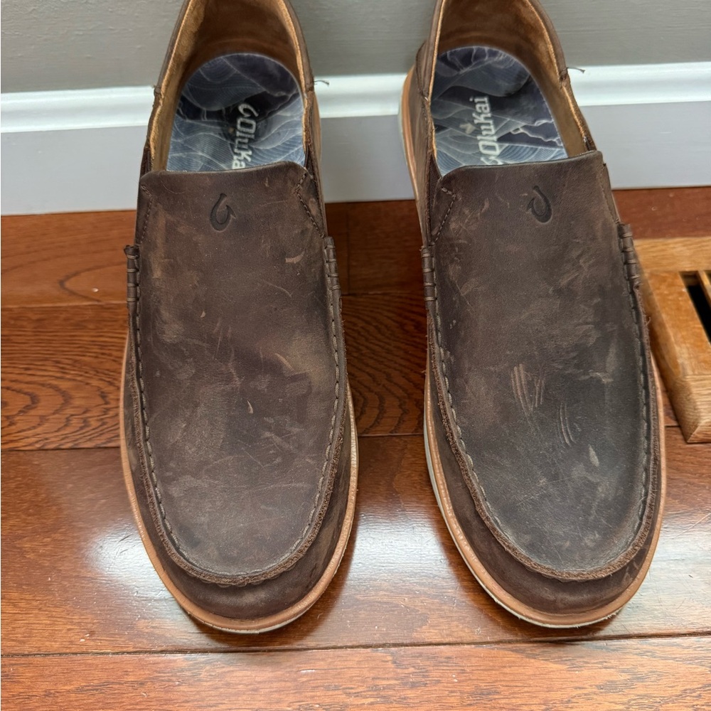 OluKai Men's Dark Brown Slip-On Loafers - Picture 2 of 6